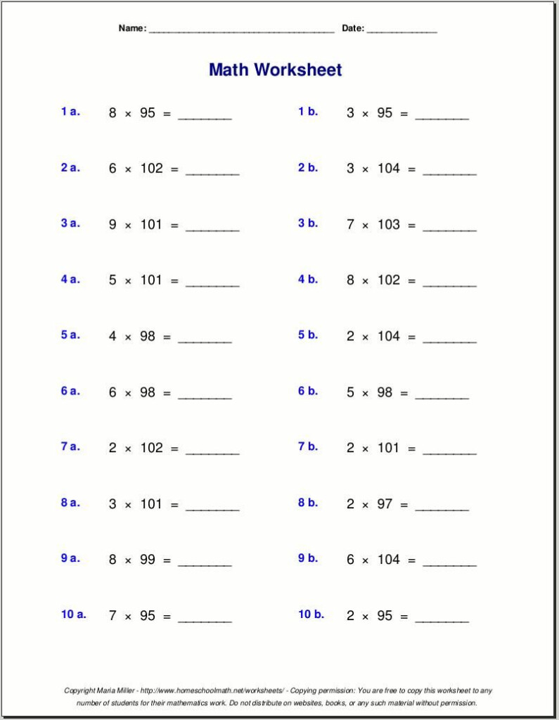 Multiplication Worksheets Grade 5 | Multiplikation Inside Printable Multiplication Worksheets 5&#039;s