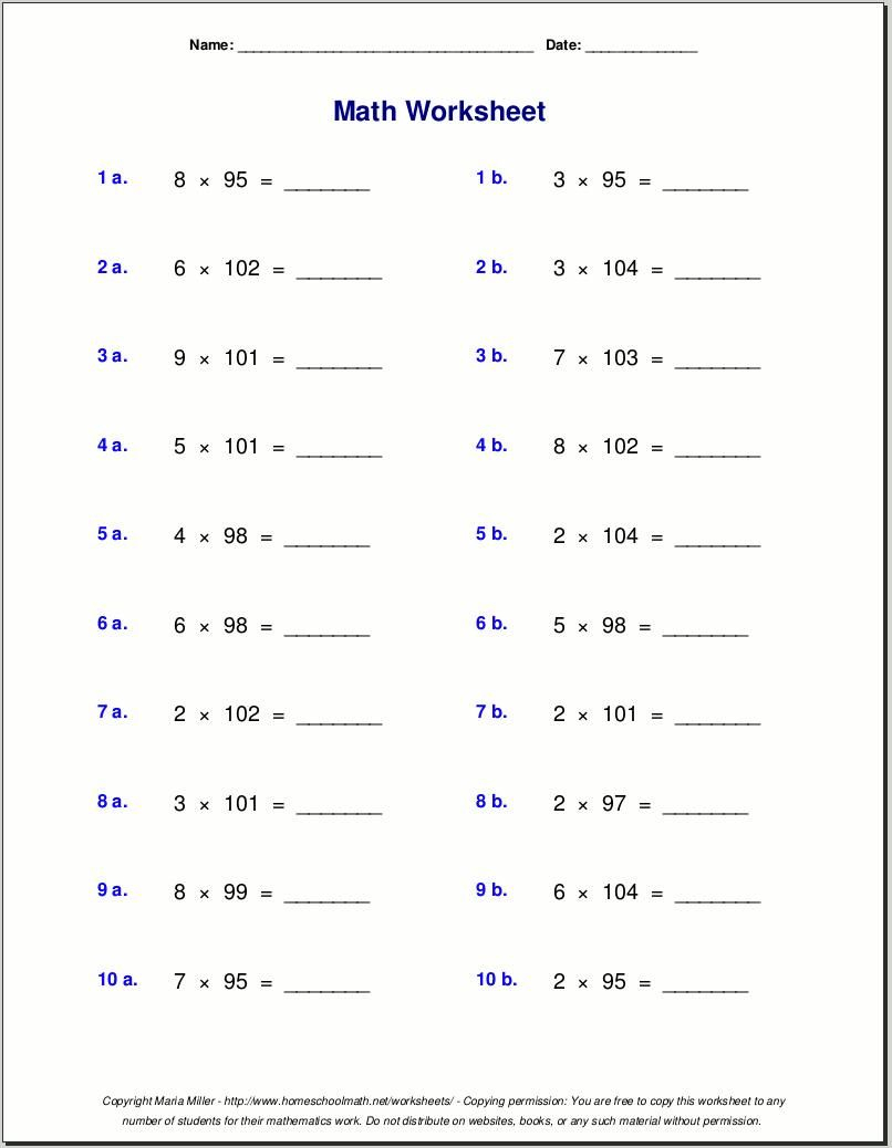 Multiplication Worksheets Grade 5 | Multiplikation inside Printable Multiplication Worksheets 5&amp;#039;s