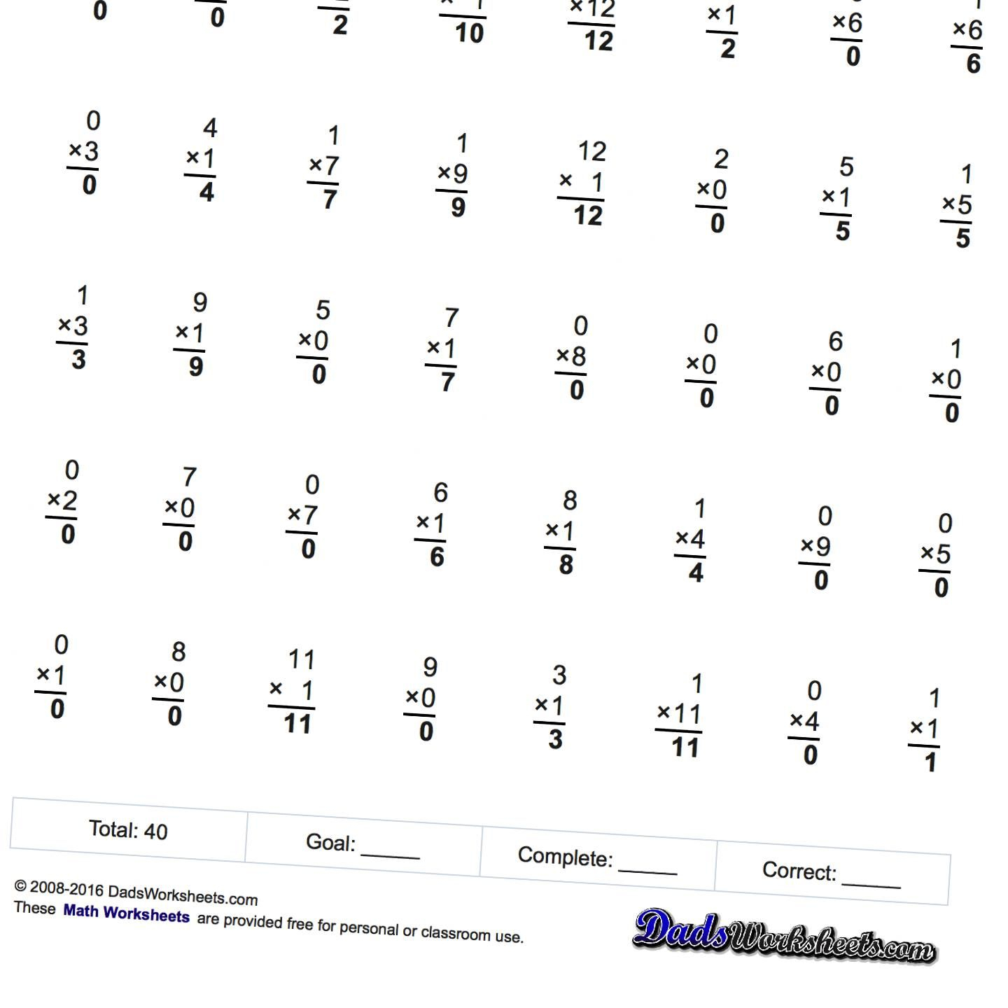 printable multiplication study sheet