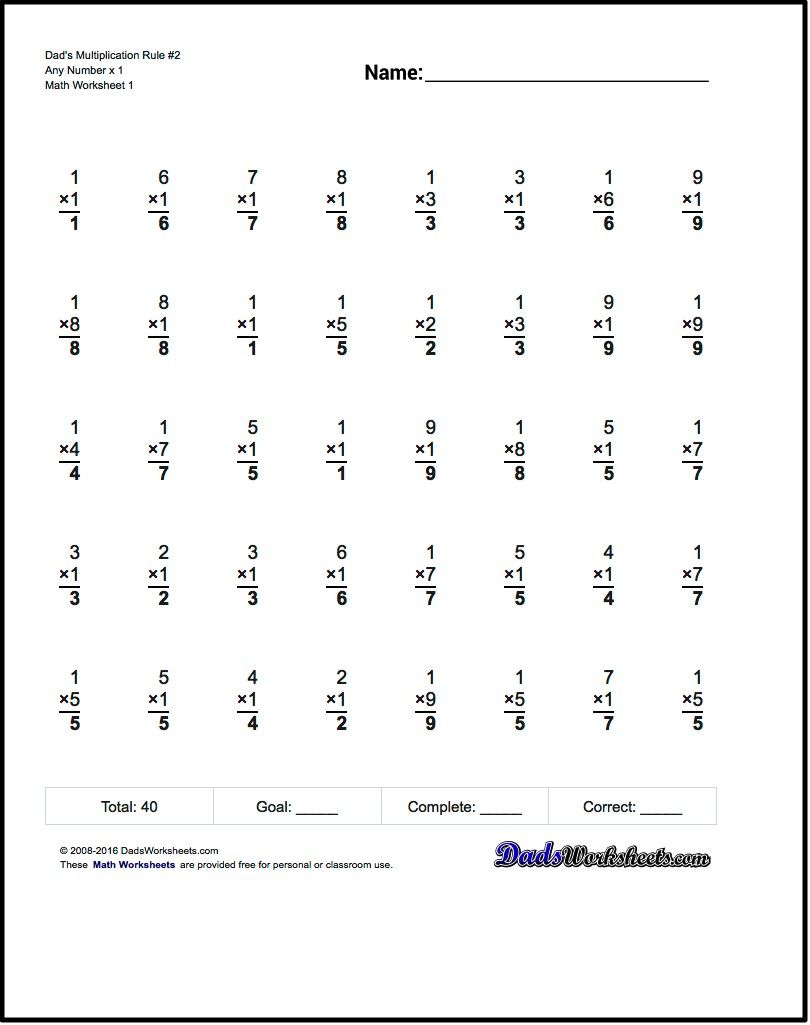Multiplication Worksheets The Worksheets Here Include Inside 1&#039;s Multiplication Worksheets