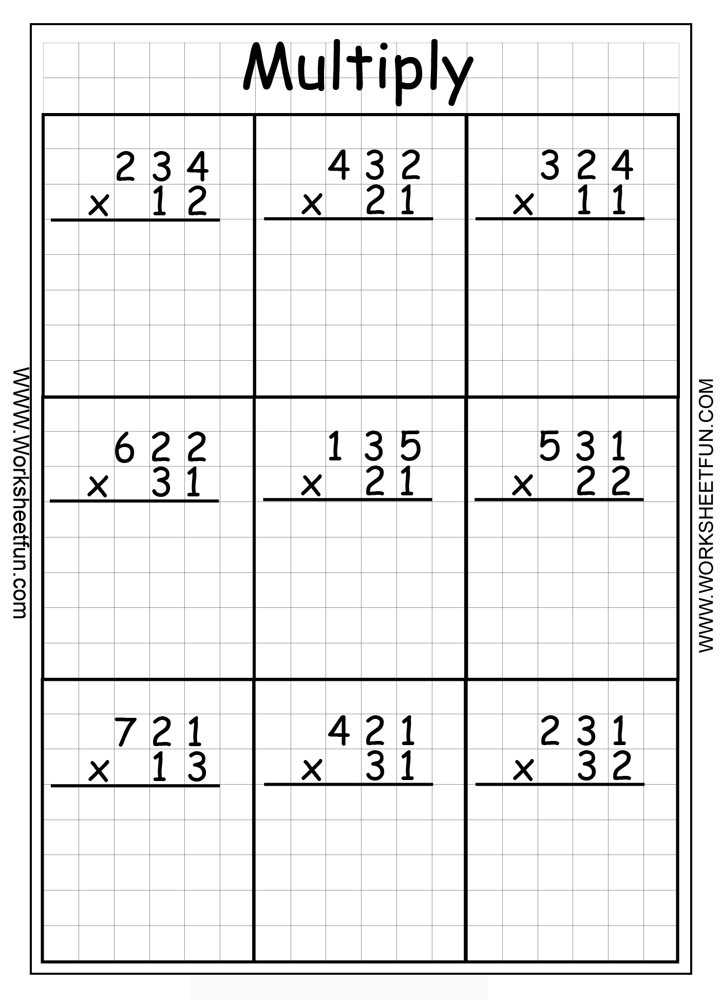 Multiply 3D2D W 1 | Free Multiplication Worksheets for Printable Multiplication 3&amp;amp;#039;s