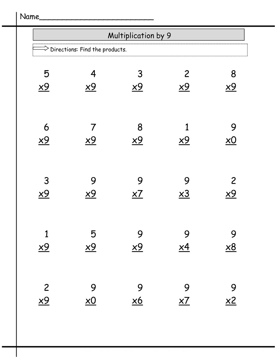 Multiply9 Worksheets | Printable Shelter with Printable Multiplication 9