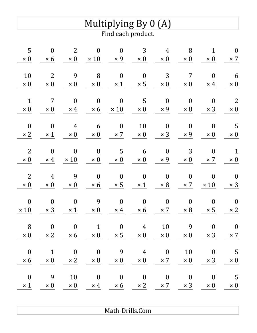 Multiplying (1 To 10)0 (A) inside Printable Multiplication Quiz 0-10 Multiplying (1 To 10)0 (A) inside Printable Multiplication Quiz 0-10