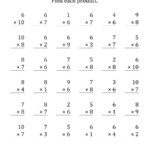Multiplying (1 To 10)(6, 7 And 8) (36 Questions Per Page regarding Multiplication Worksheets 6 7 8