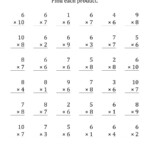 Multiplying (1 To 10)(6, 7 And 8) (36 Questions Per Page regarding Multiplication Worksheets 6 7 8