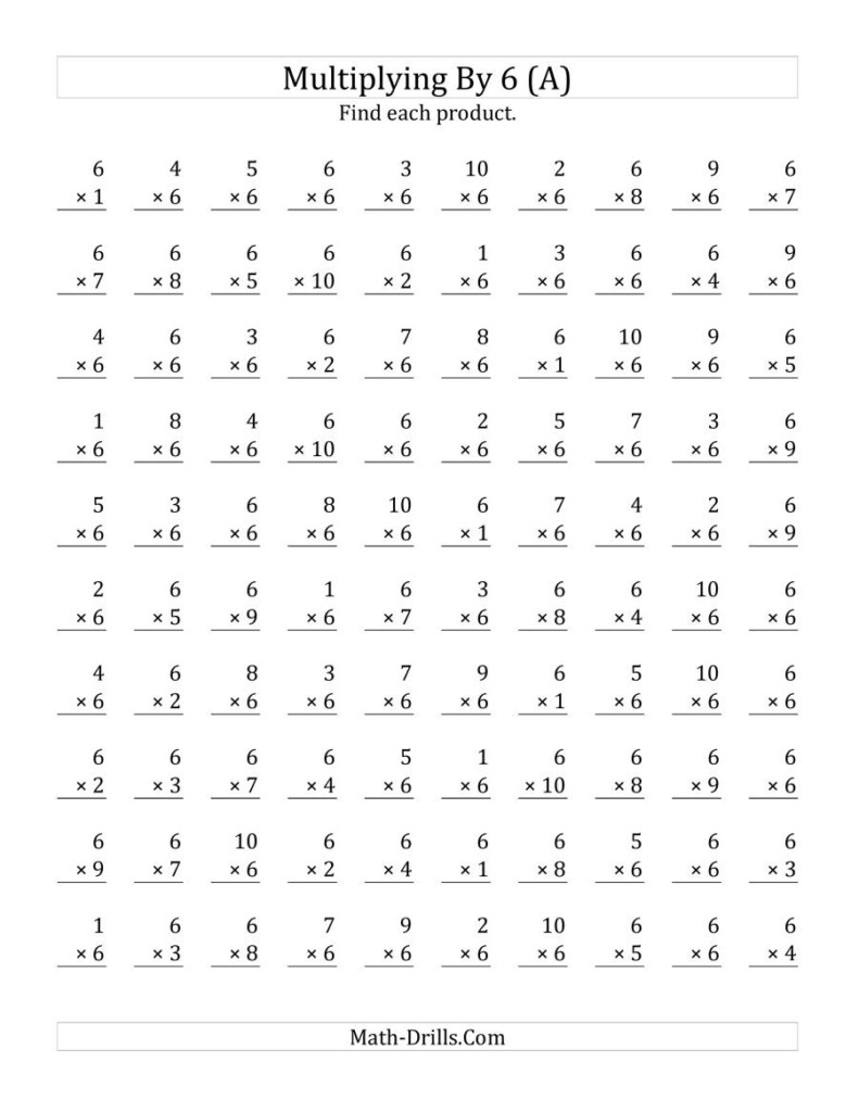 Multiplying (1 To 10)6 (A) With Regard To 6's Multiplication Worksheets Multiplying (1 To 10)6 (A) With Regard To 6's Multiplication Worksheets