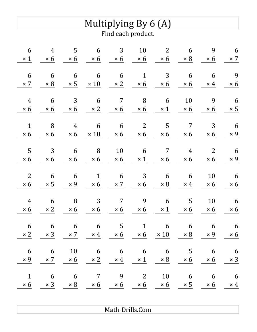 Multiplying (1 To 10)6 (A) with regard to Multiplication Worksheets Number 6 Multiplying (1 To 10)6 (A) with regard to Multiplication Worksheets Number 6