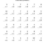 Multiplying (1 To 10)(7 And 8) (36 Questions Per Page) (A) in Multiplication Worksheets 7S And 8S