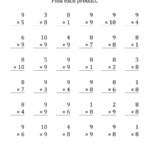 Multiplying (1 To 10)(8 And 9) (36 Questions Per Page) (A) intended for Multiplication Worksheets X9