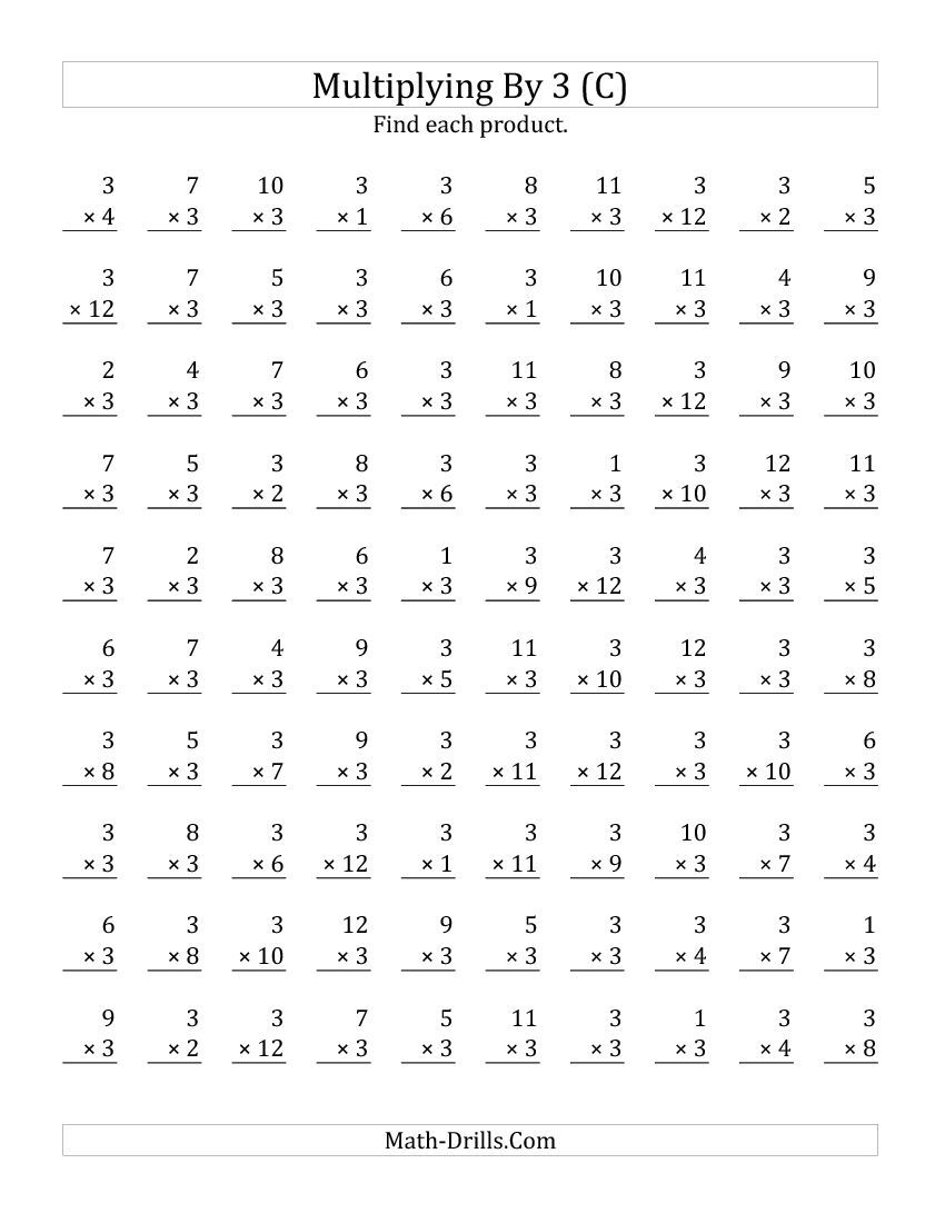 Multiplying 1 To 123 (C) Multiplication Fact Sheets Of inside Printable Multiplication Fact Sheets
