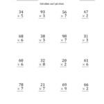 Multiplying 2 Digit1 Digit Numbers (Large Print) (A) In Multiplication Worksheets Large Numbers