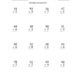 Multiplying 2-Digit1-Digit Numbers (Large Print) (A) in Multiplication Worksheets Large Numbers
