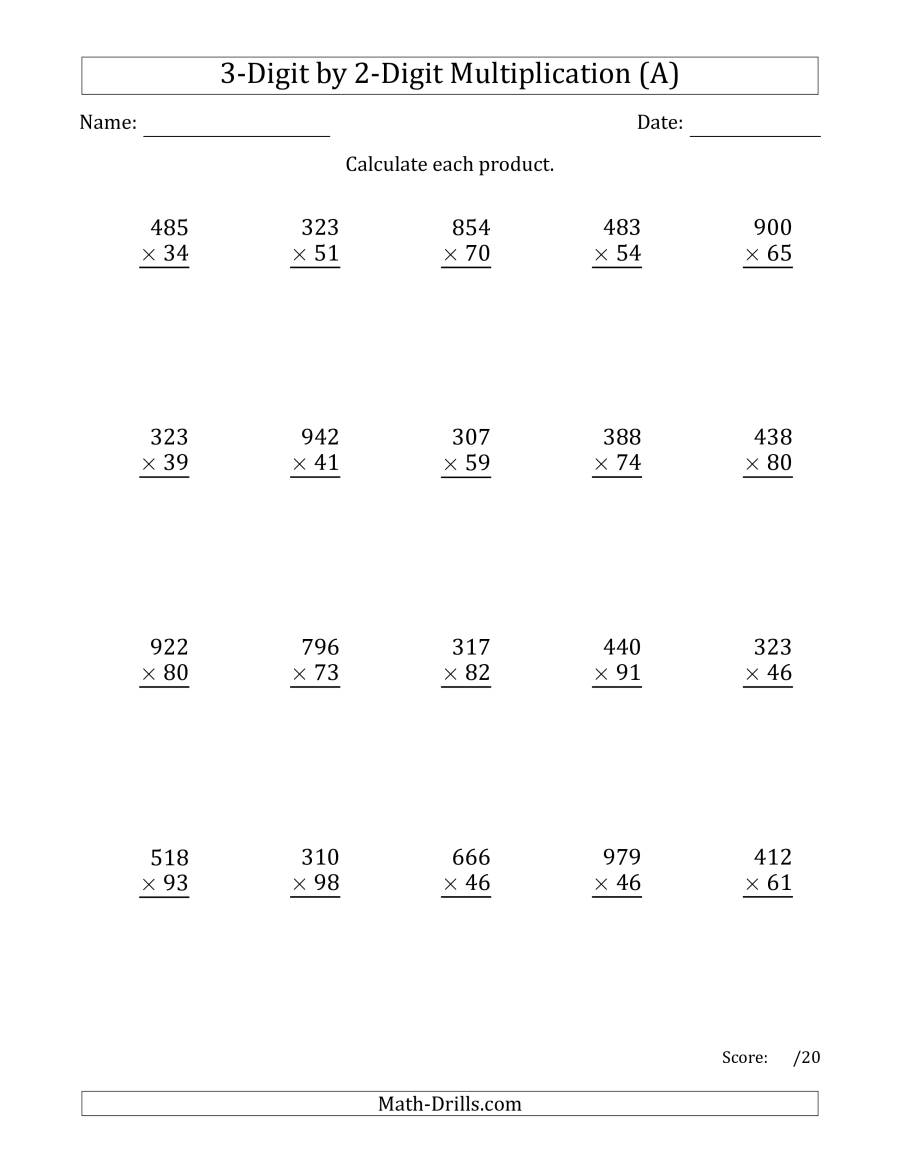 Multiplying 3-Digit2-Digit Numbers With Comma-Separated pertaining to Multiplication Worksheets 3 Digit By 2 Digit Pdf