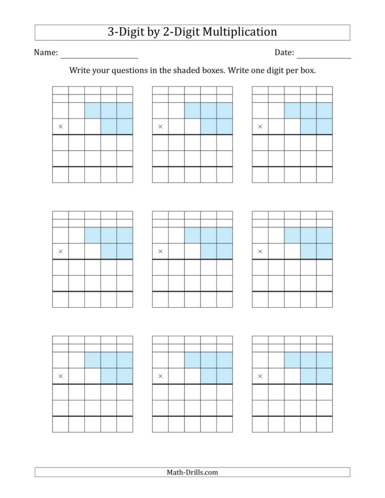 Multiplying 3 Digit2 Digit Numbers With Grid Support With Regard To Multiplication Worksheets On Graph Paper