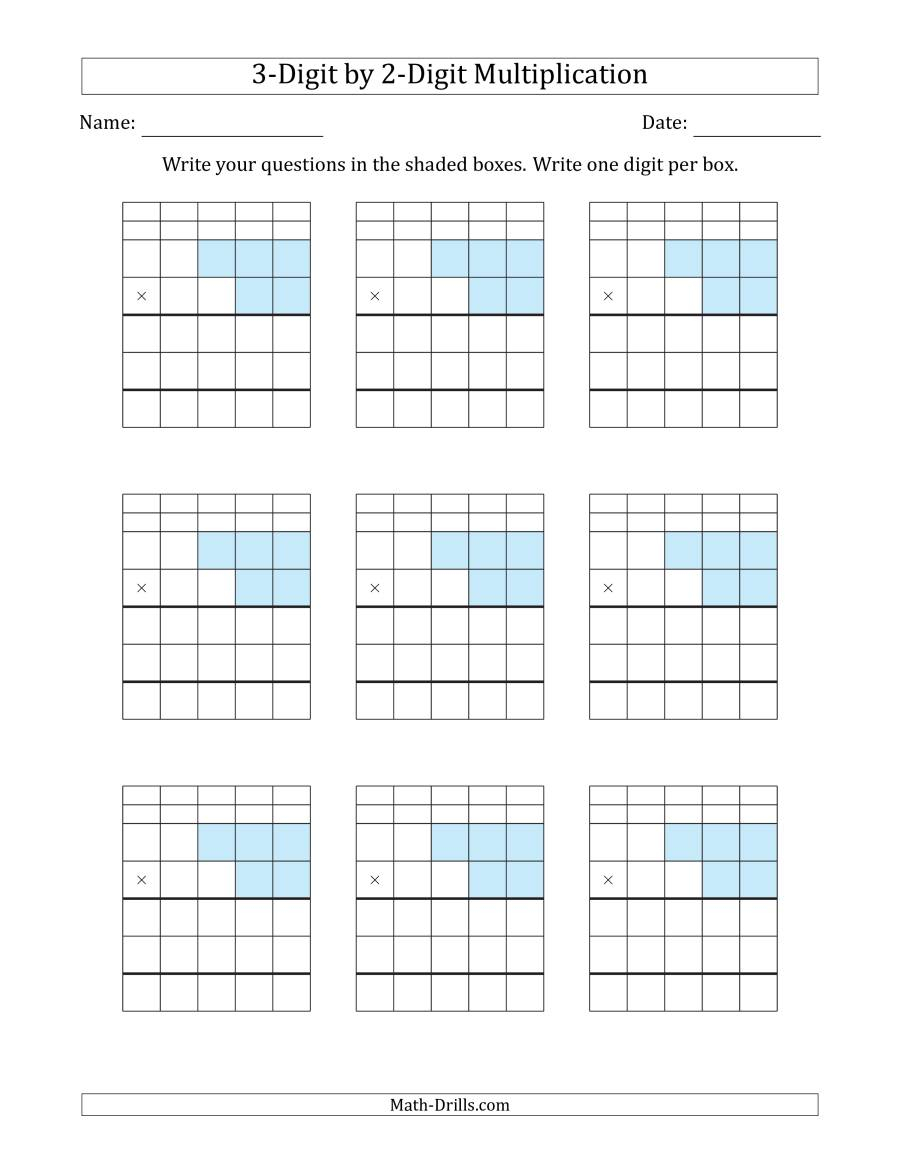 Multiplying 3-Digit2-Digit Numbers With Grid Support with regard to Multiplication Worksheets On Graph Paper Multiplying 3-Digit2-Digit Numbers With Grid Support with regard to Multiplication Worksheets On Graph Paper