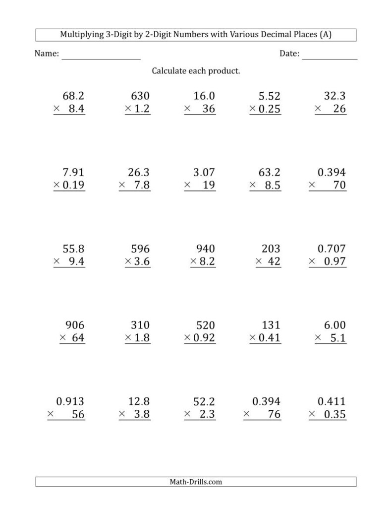 Multiplying 3 Digit2 Digit Numbers With Various Decimal Inside Multiplication Worksheets Number 3 Multiplying 3 Digit2 Digit Numbers With Various Decimal Inside Multiplication Worksheets Number 3