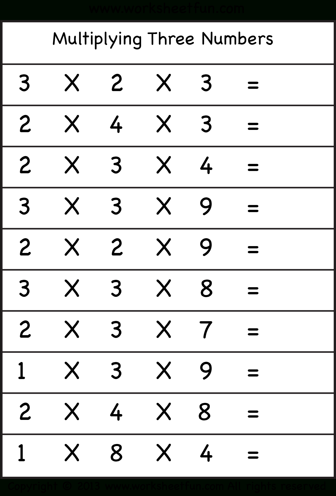 Multiplication Worksheet Of 3 S