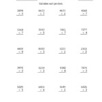 Multiplying 4-Digit1-Digit Numbers (A) with Multiplication Worksheets 4 Digit By 1 Digit