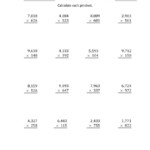 Multiplying 4-Digit3-Digit Numbers With Comma-Separated in Multiplication Worksheets 4 Digits