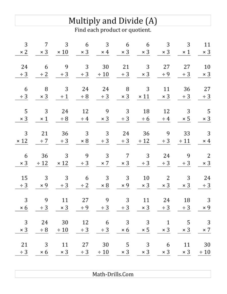 Multiplying And Dividing3 (A) In Multiplication Worksheets Mixed Multiplying And Dividing3 (A) In Multiplication Worksheets Mixed