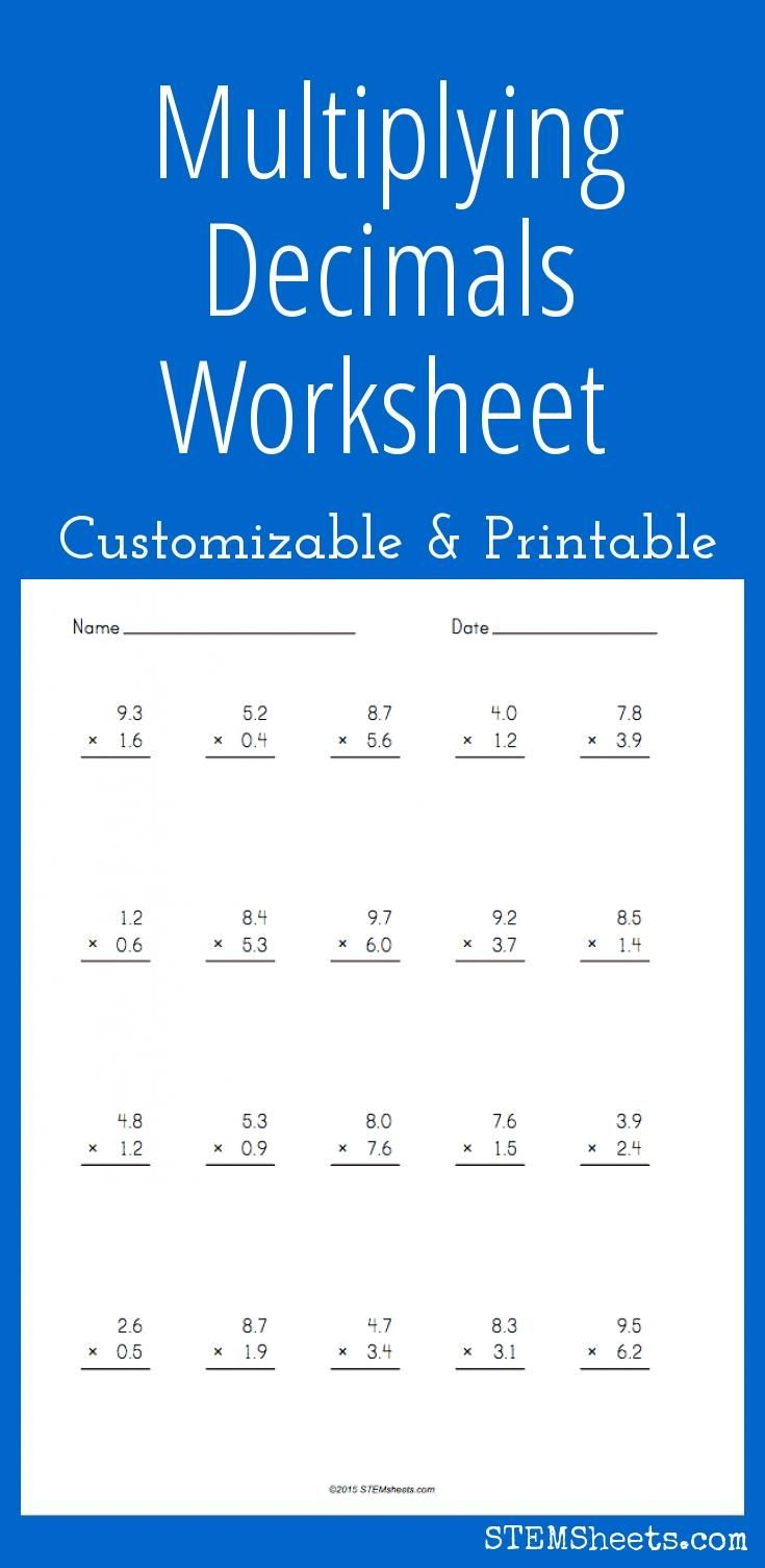 Worksheets Multiplication Decimals PrintableMultiplication
