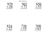 Multiplying Three Digittwo Digit    6 Per Page (A) Pertaining To Multiplication Worksheets Multi Digit