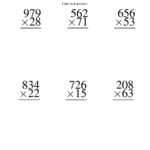 Multiplying Three-Digittwo-Digit -- 6 Per Page (A) pertaining to Multiplication Worksheets Multi Digit