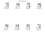 Multiplying Two-Digitone-Digit -- 8 Per Page (A) in Multiplication Worksheets One Digit