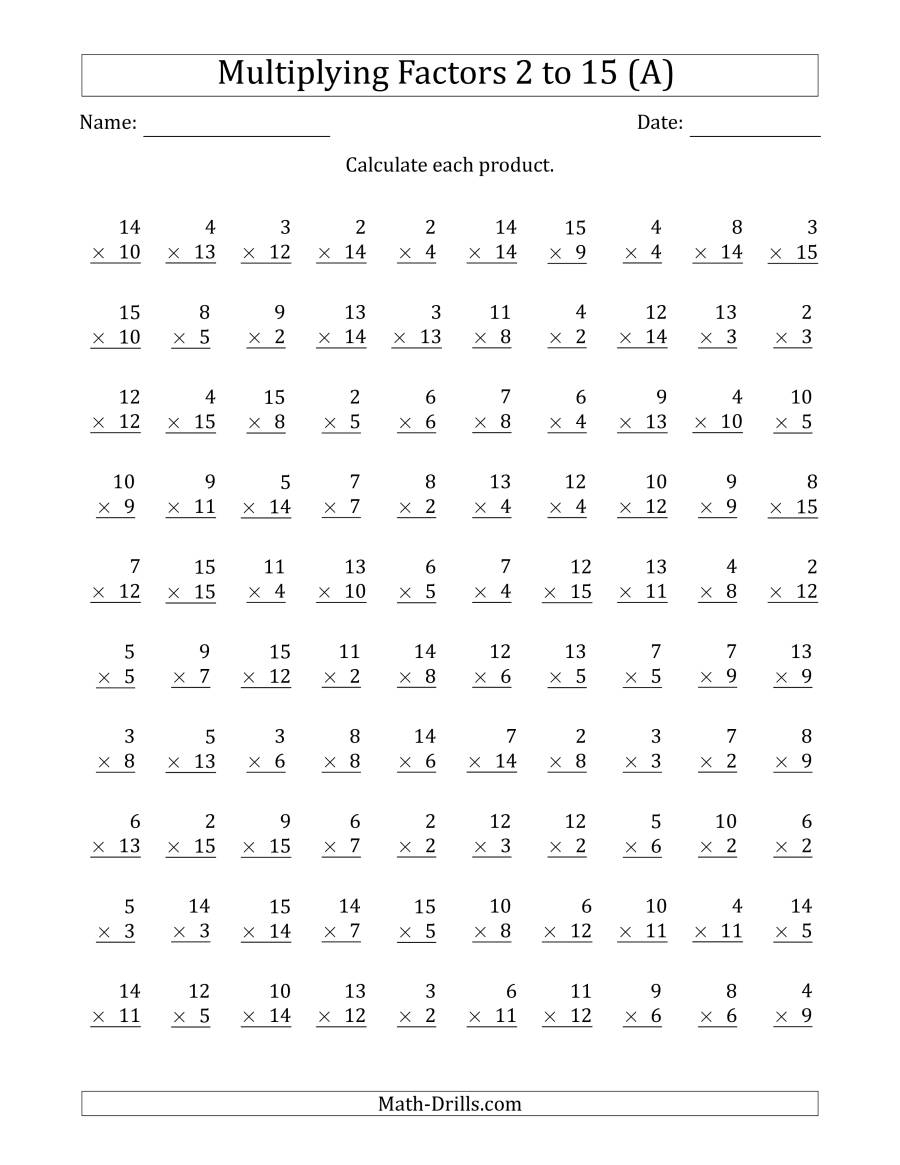 Multiplying With Factors 2 To 15 (A) with Printable Multiplication 2&amp;amp;#039;s
