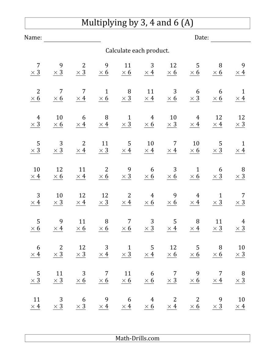 Multiplyinganchor Facts 3, 4 And 6 (Other Factor 1 To 12 inside Printable Multiplication 3&amp;#039;s