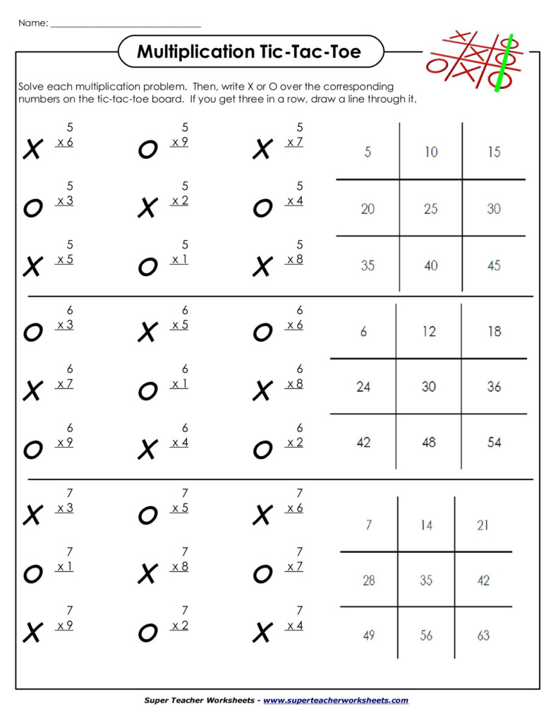 Name: Multiplication Tic-Tac-Toe - Super Teacher Worksheets pertaining to Multiplication Worksheets X2 X5 X10