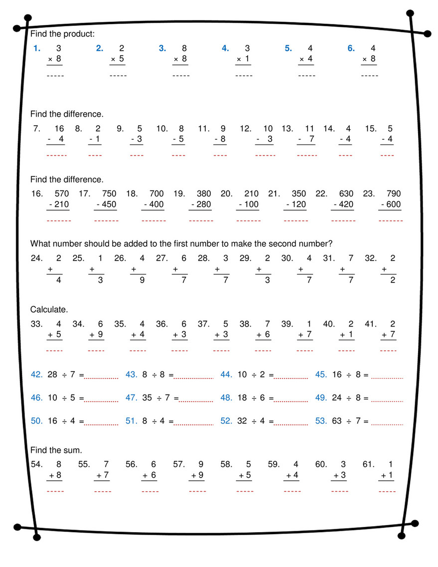 Ninalazina - Addition Subtraction Multiplication Division with regard to Worksheets On Multiplication And Division