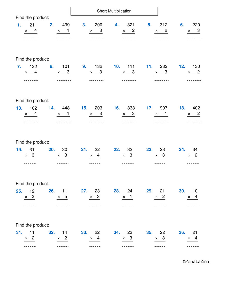 Ninalazina – Short-Multiplication-Worksheets-Year- 6 Upload within Multiplication Worksheets Key Stage 1 Ninalazina - Short-Multiplication-Worksheets-Year- 6 Upload within Multiplication Worksheets Key Stage 1