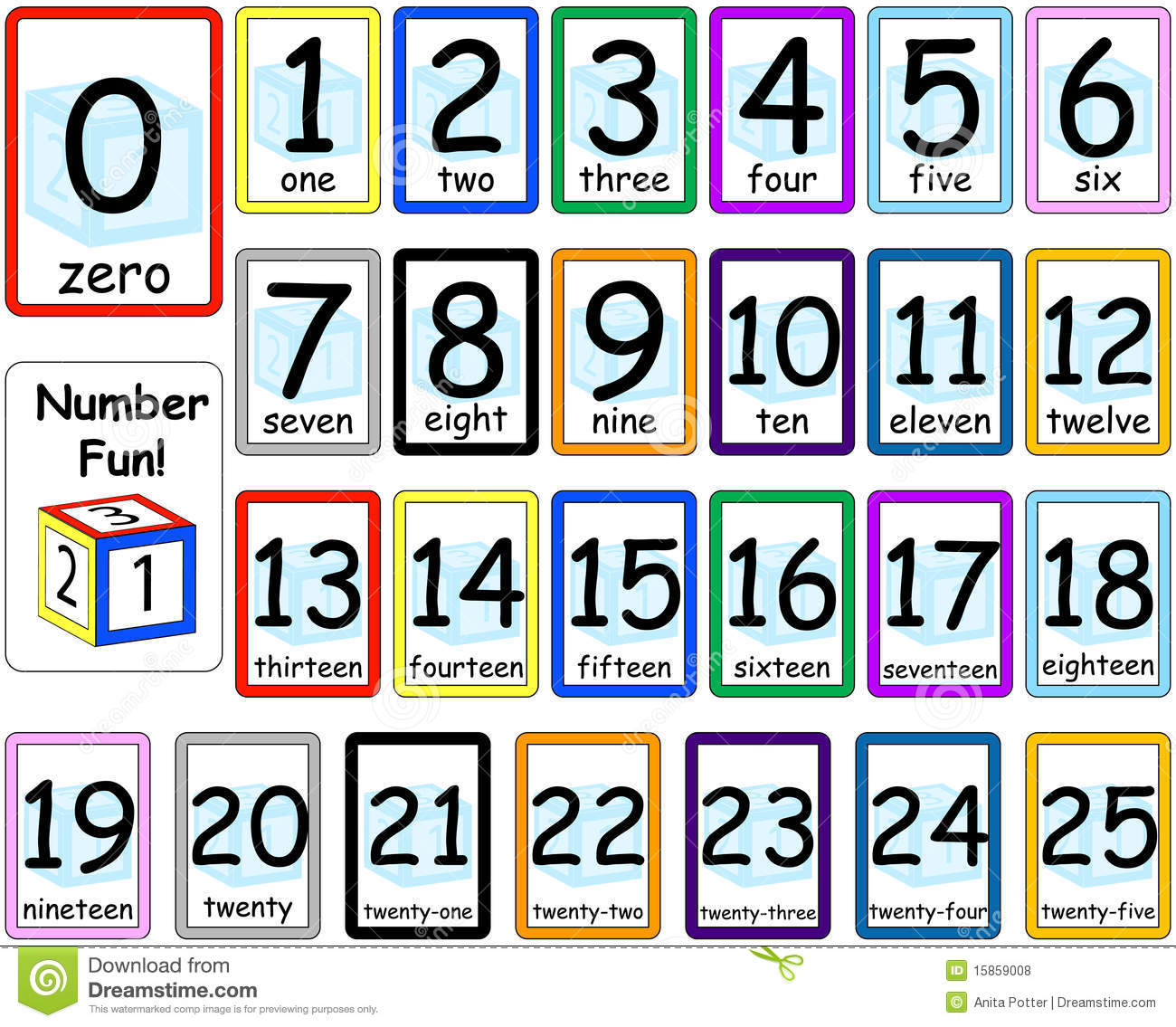 Numbers Flash Cards Set 0-25 Stock Vector - Illustration Of for Printable Multiplication Flash Cards 0-10