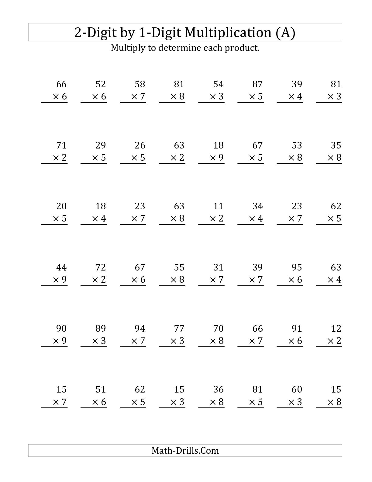 One Digit Multiplication Worksheet Color | Printable intended for Multiplication Worksheets 4 Digit By 1 Digit