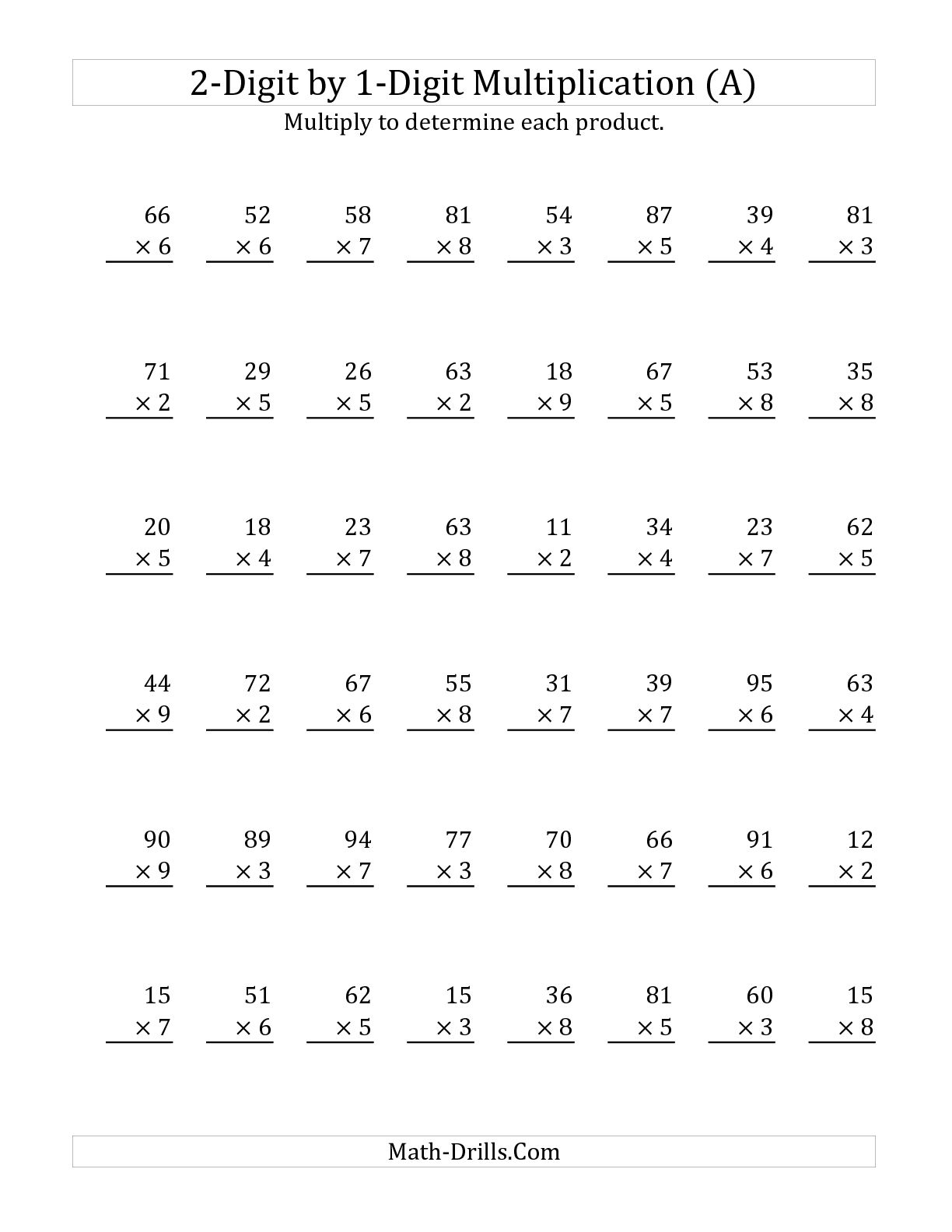 One Digit Multiplication Worksheet Color | Printable with regard to 2 Multiplication Worksheets