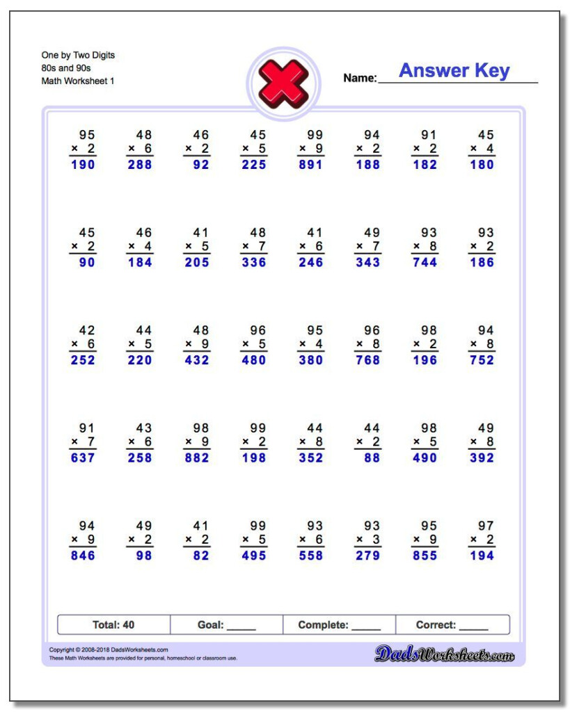 Onetwo Digits 80S And 90S Worksheet #multiplication Within Multiplication Worksheets Random Order