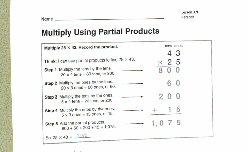 Partial Products Multiplication Worksheets & Partial Inside Multiplication Worksheets Using Area Model Partial Products Multiplication Worksheets & Partial Inside Multiplication Worksheets Using Area Model