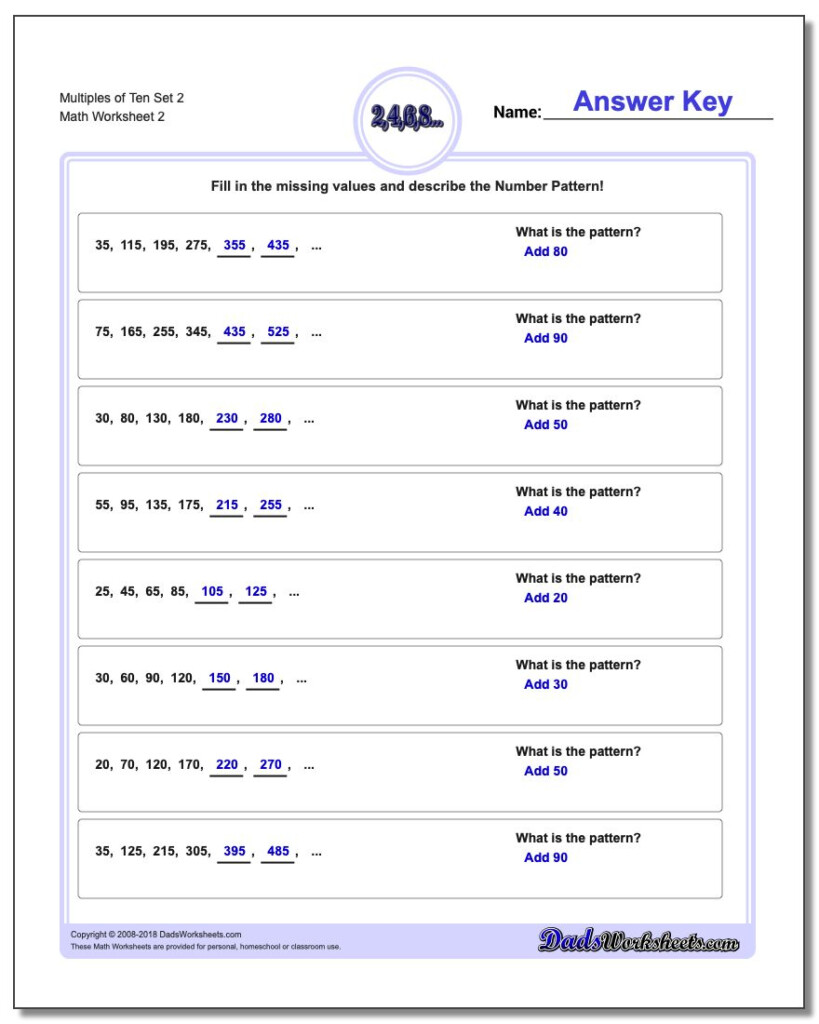 Patterns With Multiples Of Ten throughout Multiplication Worksheets Multiples Of 10