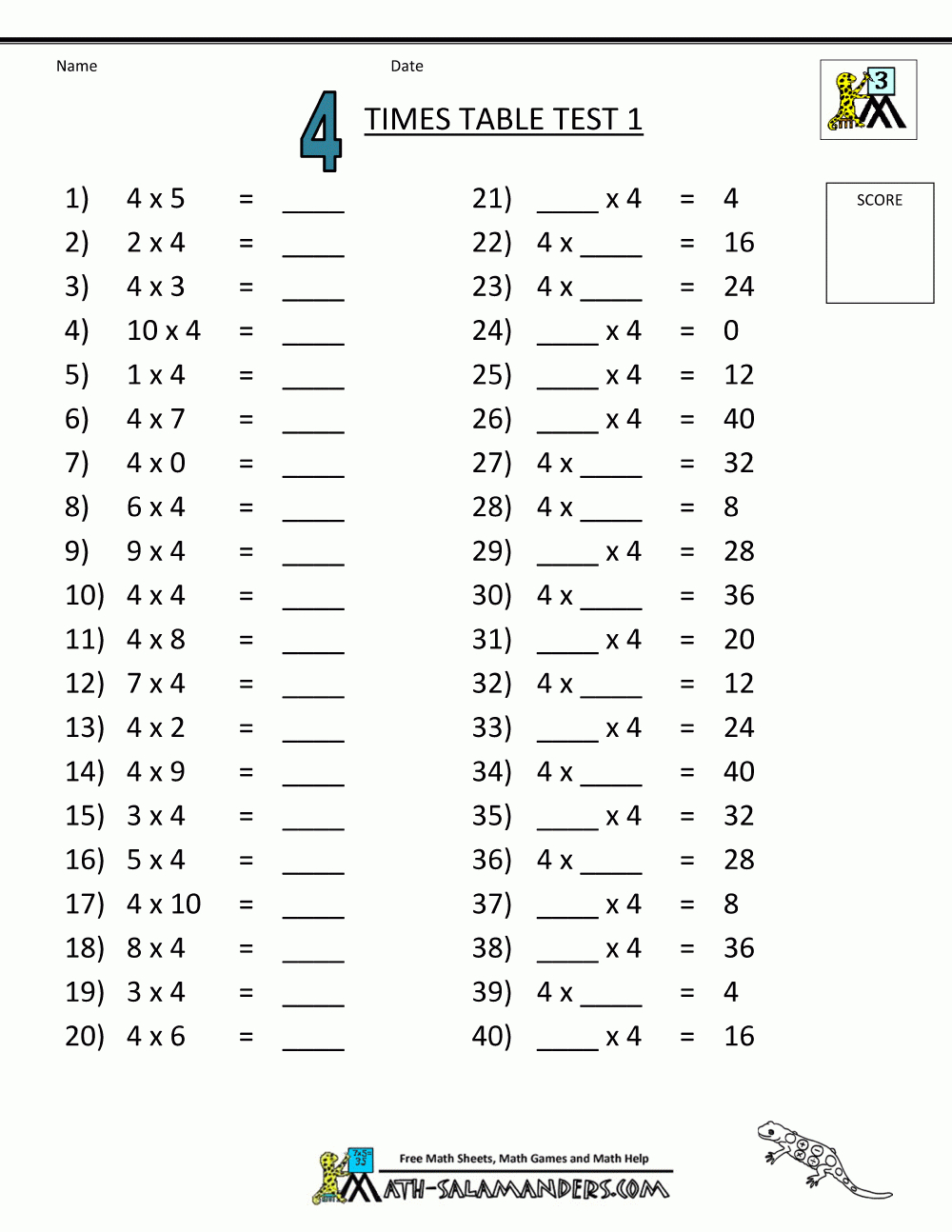 Pin On Dalyba with regard to Printable Multiplication Table 4