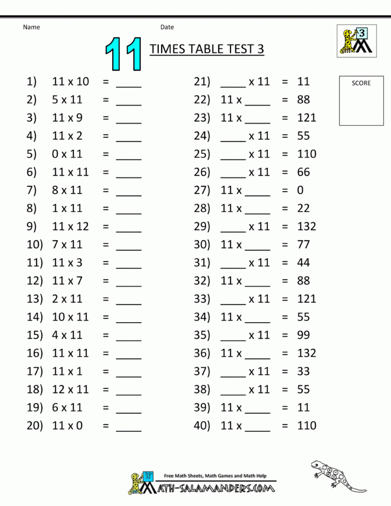 Pin On Dean's Worksheets in Printable Multiplication By 11