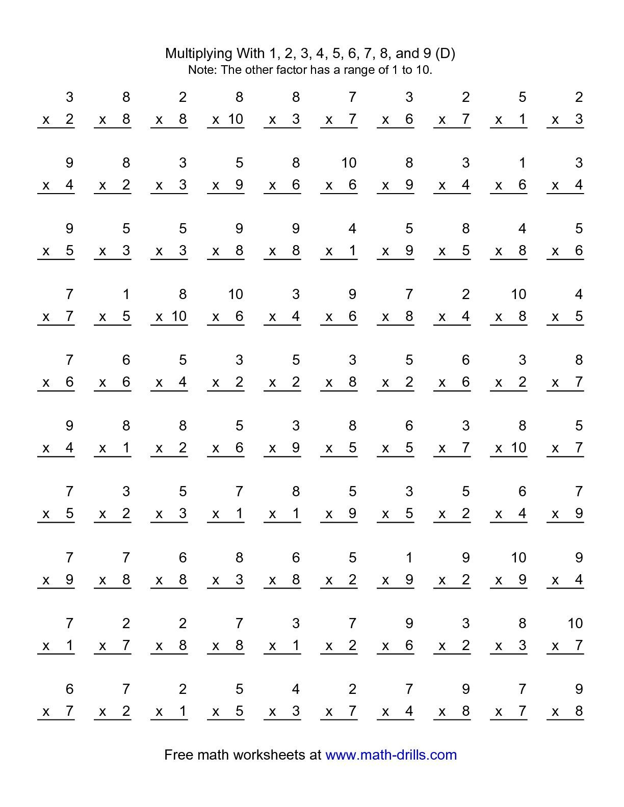 X6 Multiplication Worksheet