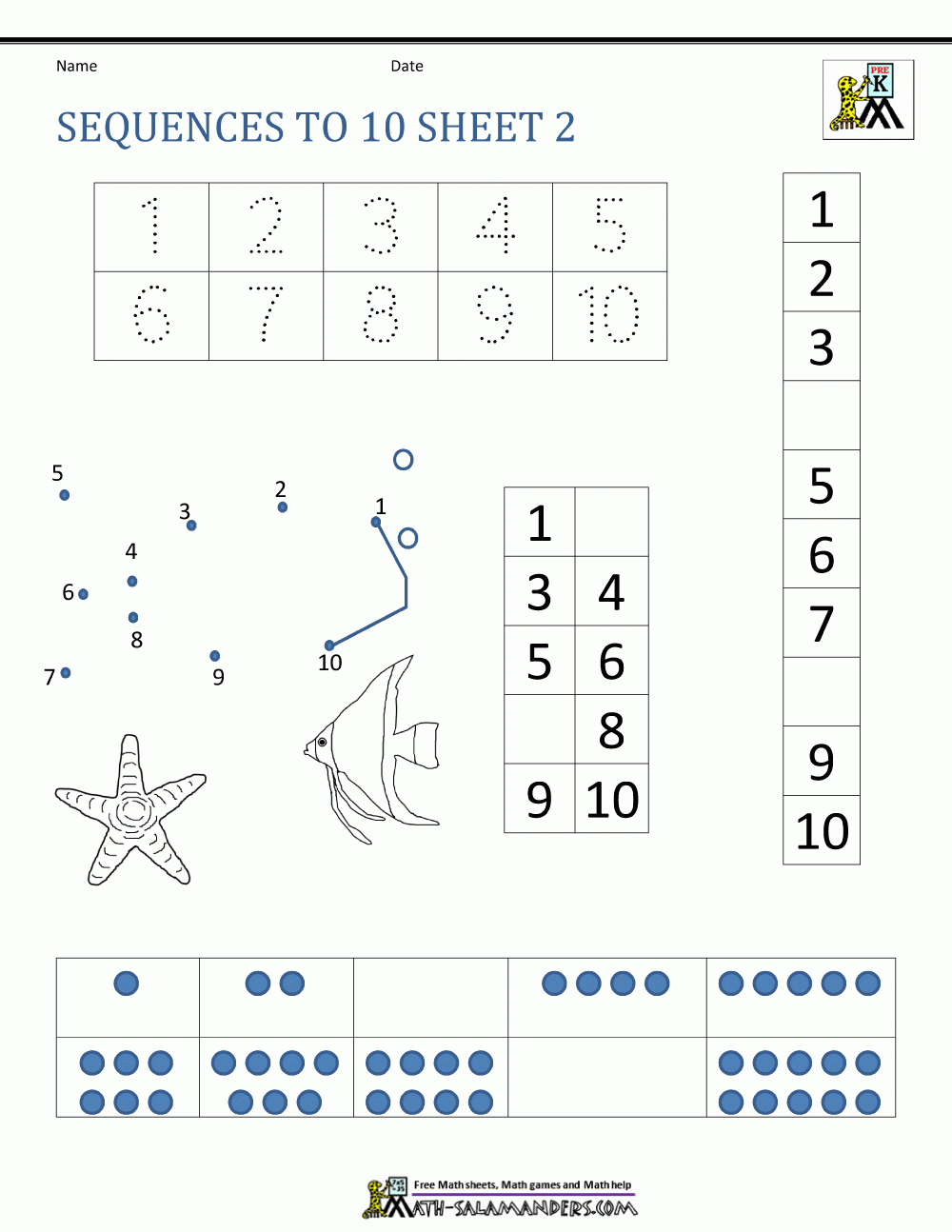 Preschool Number Worksheets - Sequencing To 10 with Multiplication Worksheets Numbers 1-10