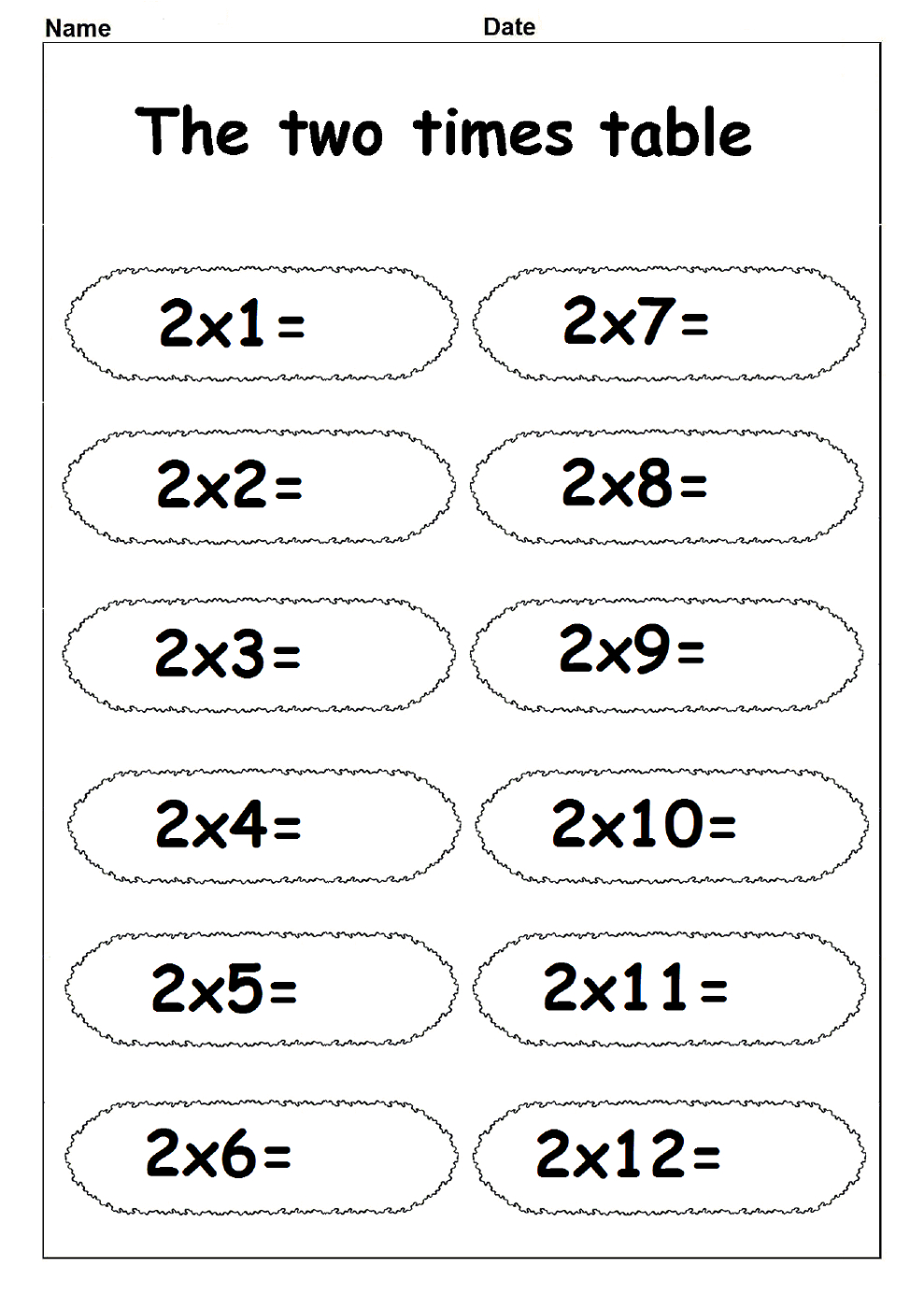 Printable 2 Times Table Worksheets | Activity Shelter with Printable 2 Multiplication Table