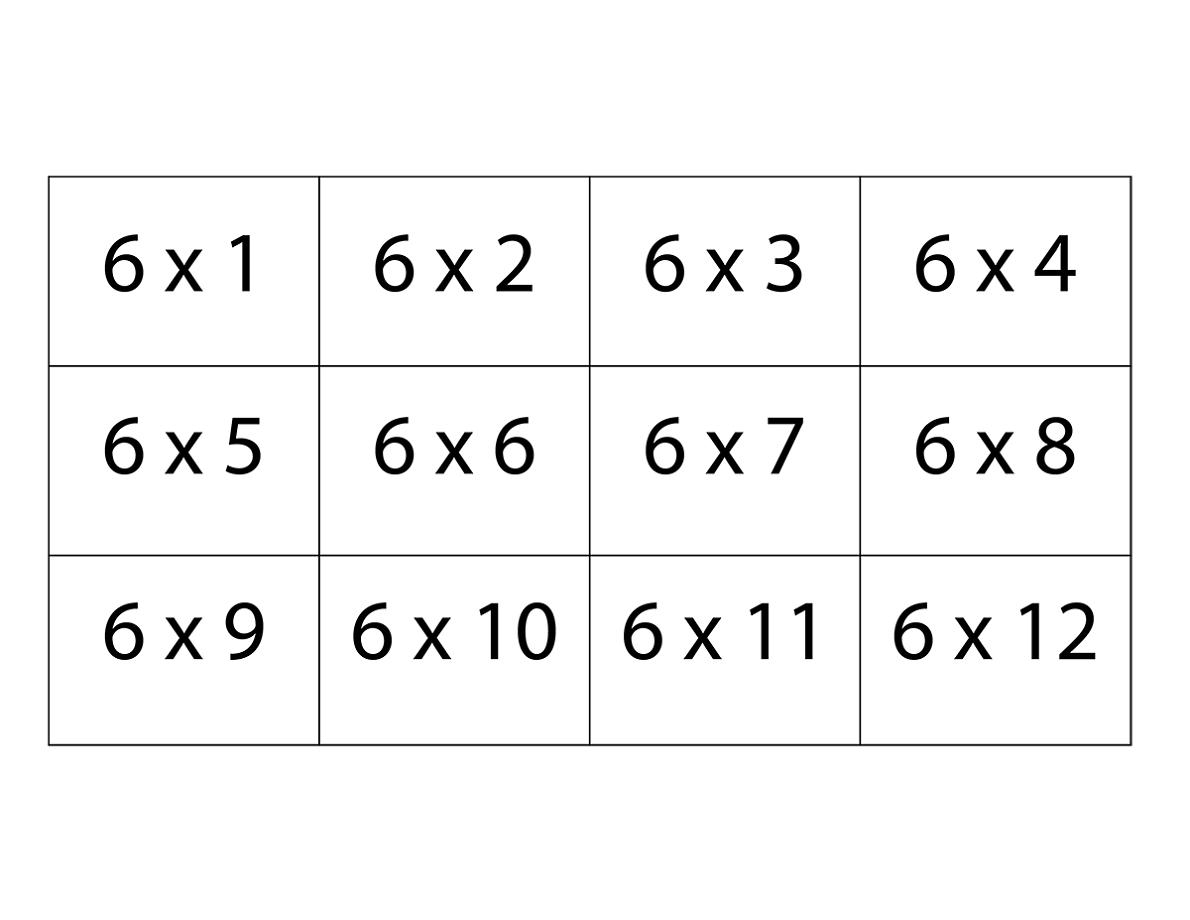 Printable 6 Times Table Charts | Activity Shelter for Printable Multiplication Flash Cards 6