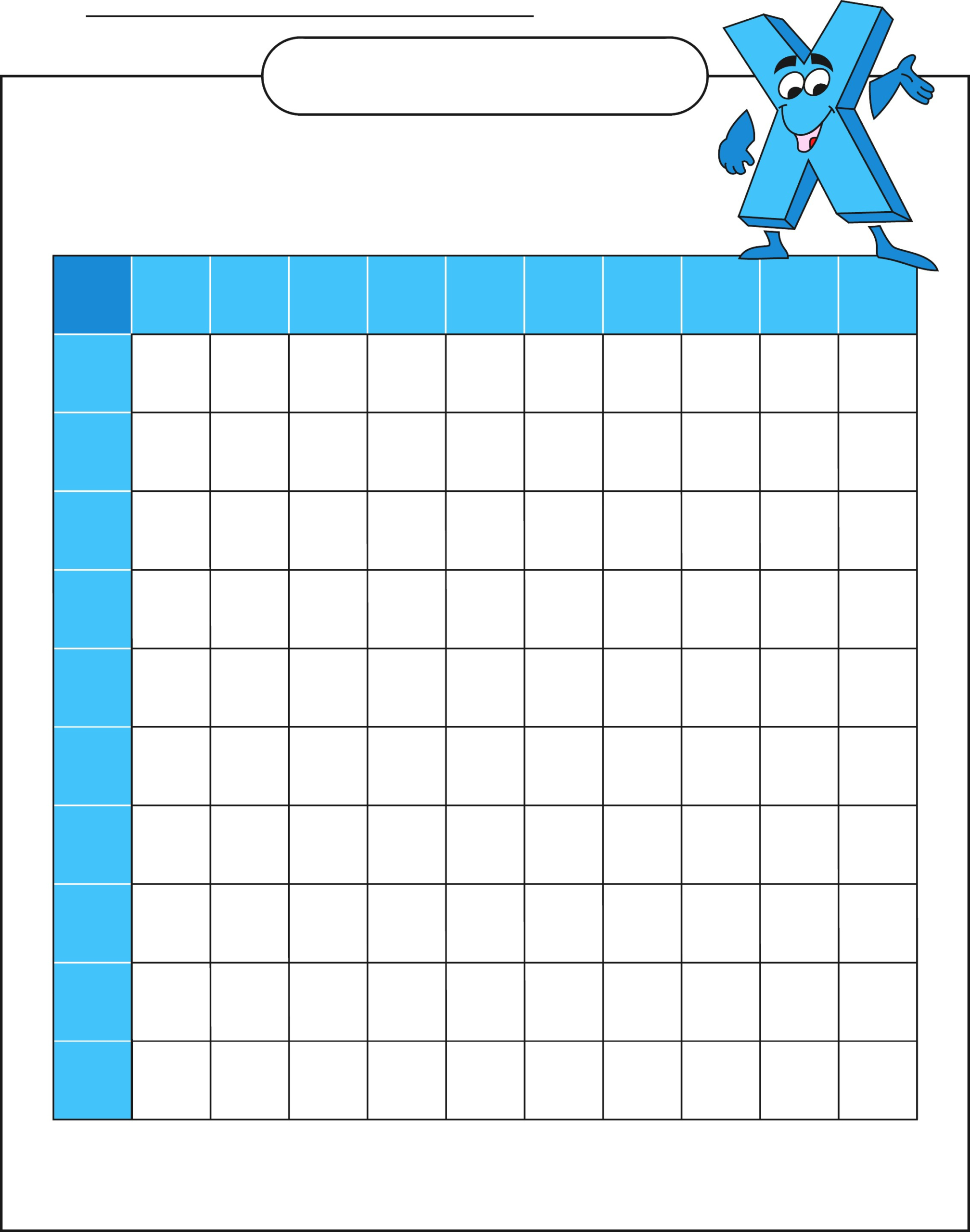 Multiplication Chart Printable Free Blank