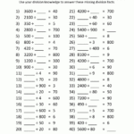 Printable Division Sheets in Worksheets Relating Multiplication And Division