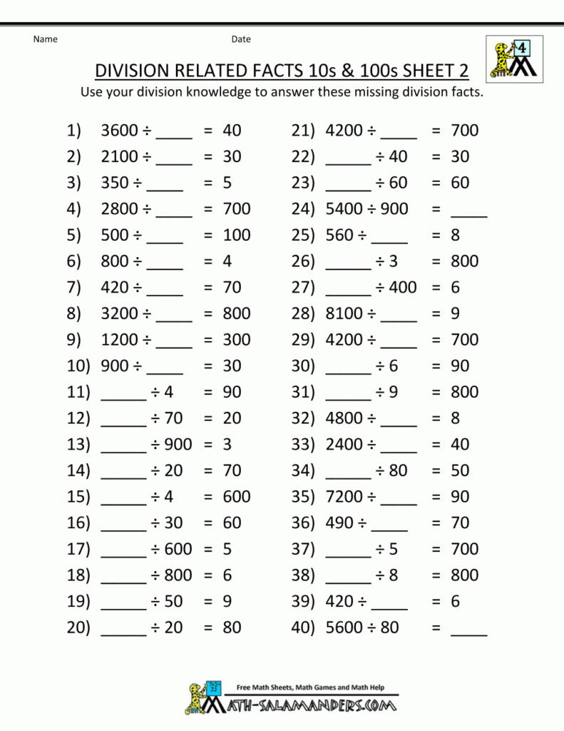 Printable Division Sheets In Worksheets Relating Multiplication And Division Printable Division Sheets In Worksheets Relating Multiplication And Division
