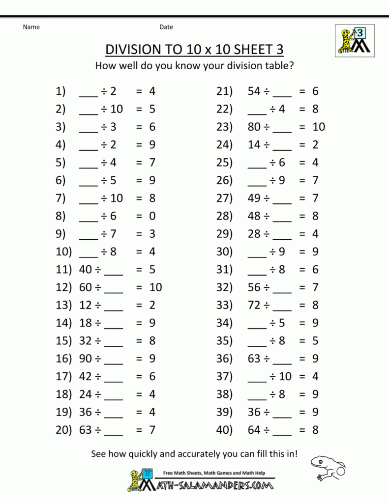 Printable Division Worksheets 3Rd Grade With Printable Multiplication Sheets For Grade 3 Printable Division Worksheets 3Rd Grade With Printable Multiplication Sheets For Grade 3