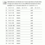 Printable Division Worksheets 3Rd Grade with Worksheets Relating Multiplication And Division